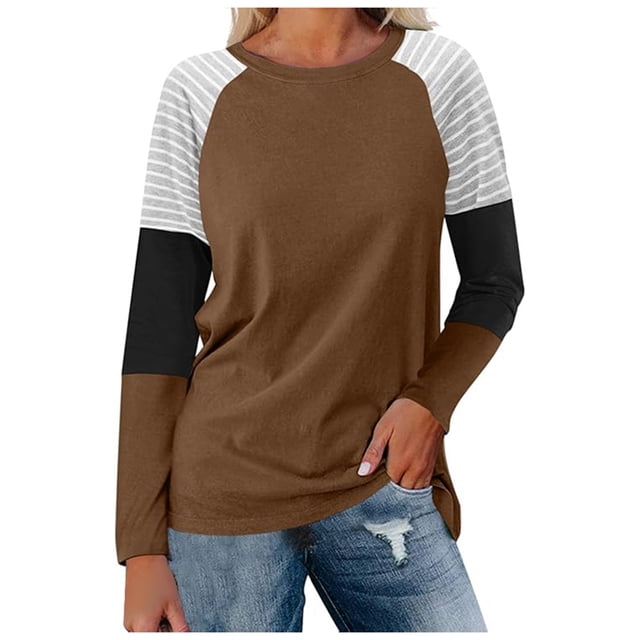 WEAIXIMIUNG T-Shirt Décontracté à Manches Longues pour Femmes, Col Rond Ample, Rayé, pour la Saint-Valentin
