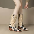 thumbnail image 5 of SACFOF Women's Western Cow Print Pull On Cowgirl Knee High Boots Block Heel Booties, 5 of 6