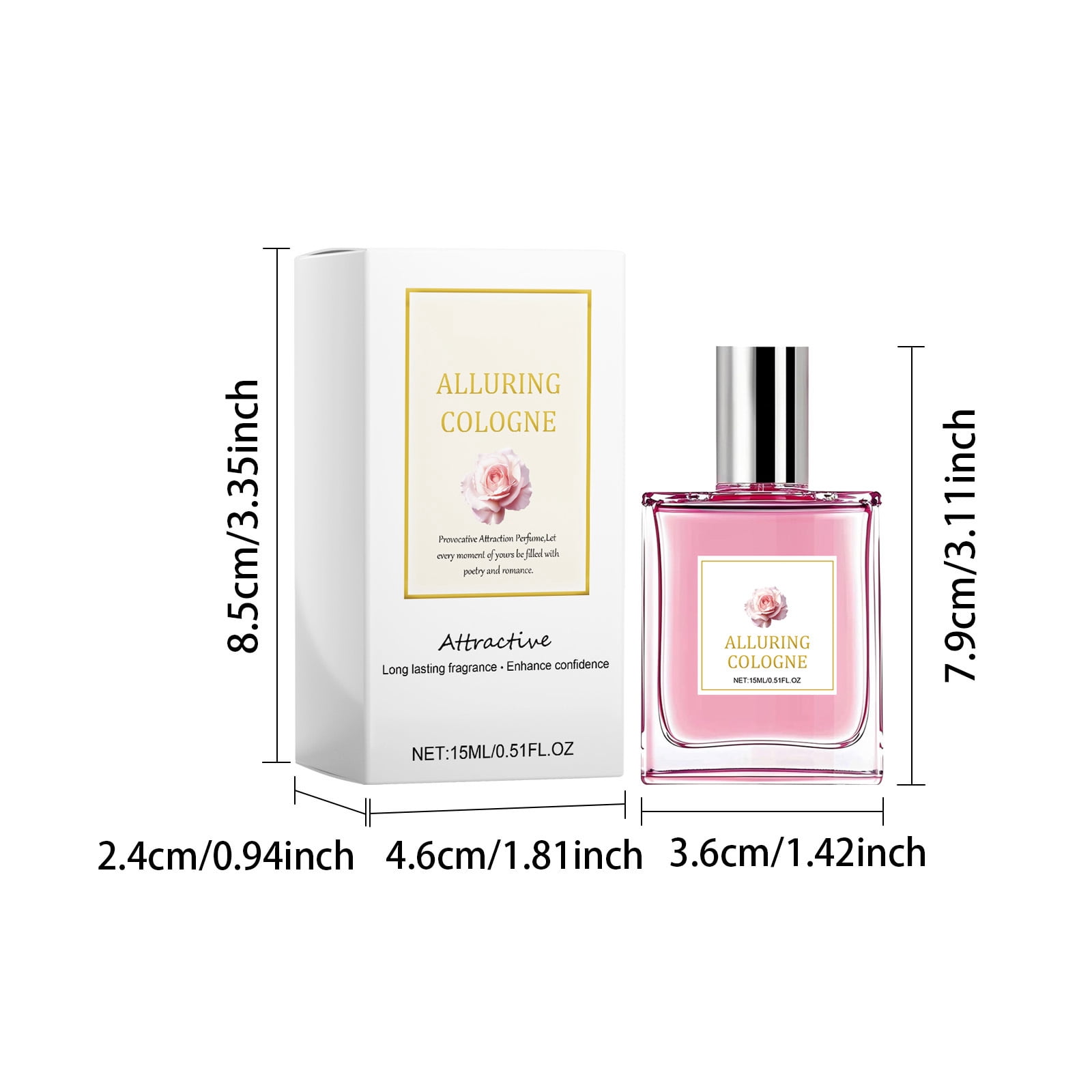 Alvantor Women's Perfume, Rose Fresh Long Lasting Fragrance, 0.51 fl. oz