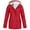Red, variant on Meichang Women's Outdoor Raincoats Sherpa Fleece Lined Rain Jackets Winter Waterproof Windproof Jackets Solid Zip Up Button Front Hooded Overcoats with Pockets Rain Jackets