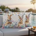 thumbnail image 5 of Outdoor Pillow Covers Farmhouse Rabbit Flower Leaf Waterproof Pillow Cases 20x12 Set of 2, Easter Egg Bunny Retro Pastoral Throw Pillow Cover Pillowcase for Patio Balcony Couch Garden, 5 of 9
