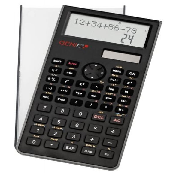 Genie 82 SC 10-Digit Scientific Pocket Calculator with Protective Cover 2-Line Display Black