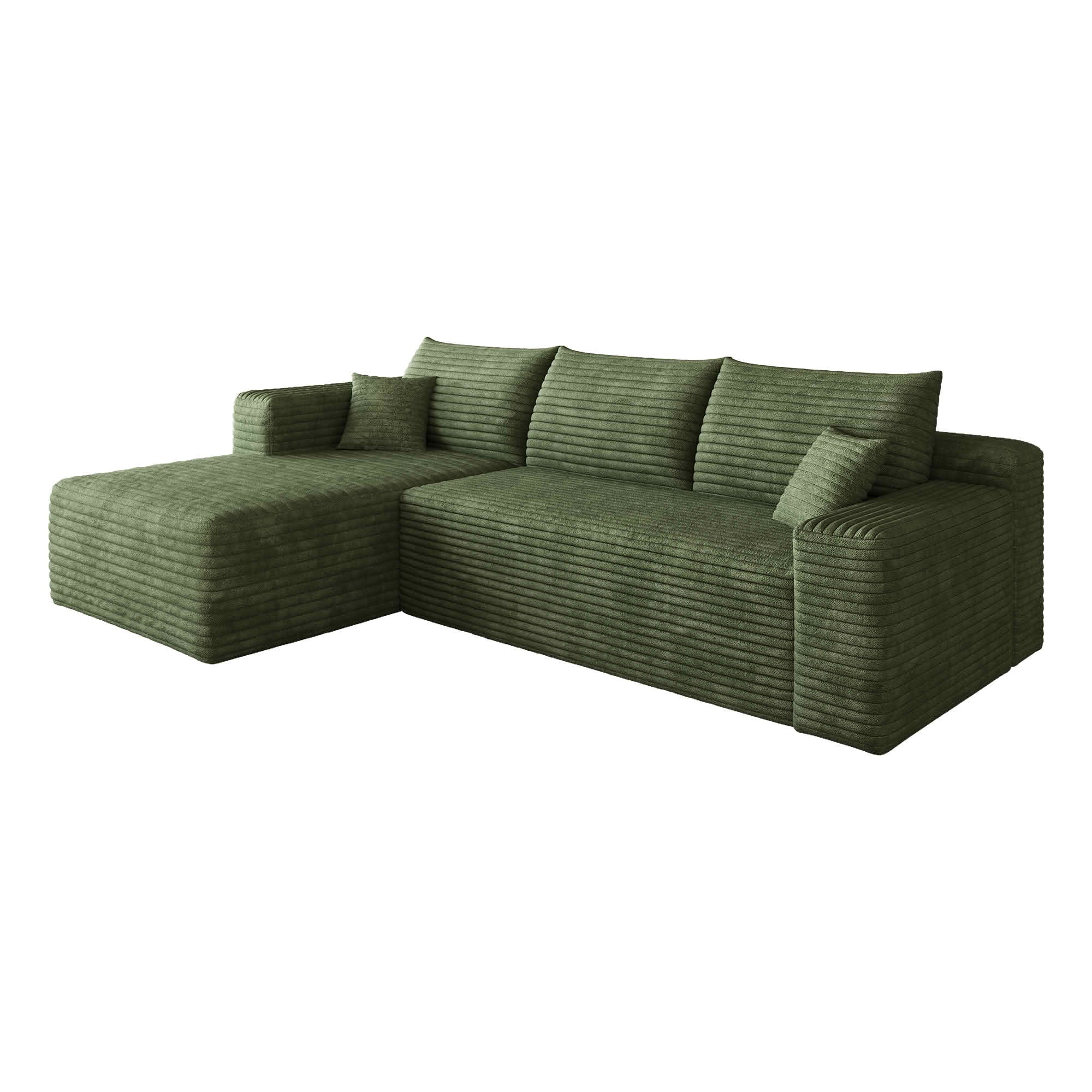 MAYEERTY 96 Inch Cloud L Shaped Sectional Sofa, Plush Corduroy Deep Seat Corner Couch, No Assembly Modern Minimalist Sofa for Living Room Apartment