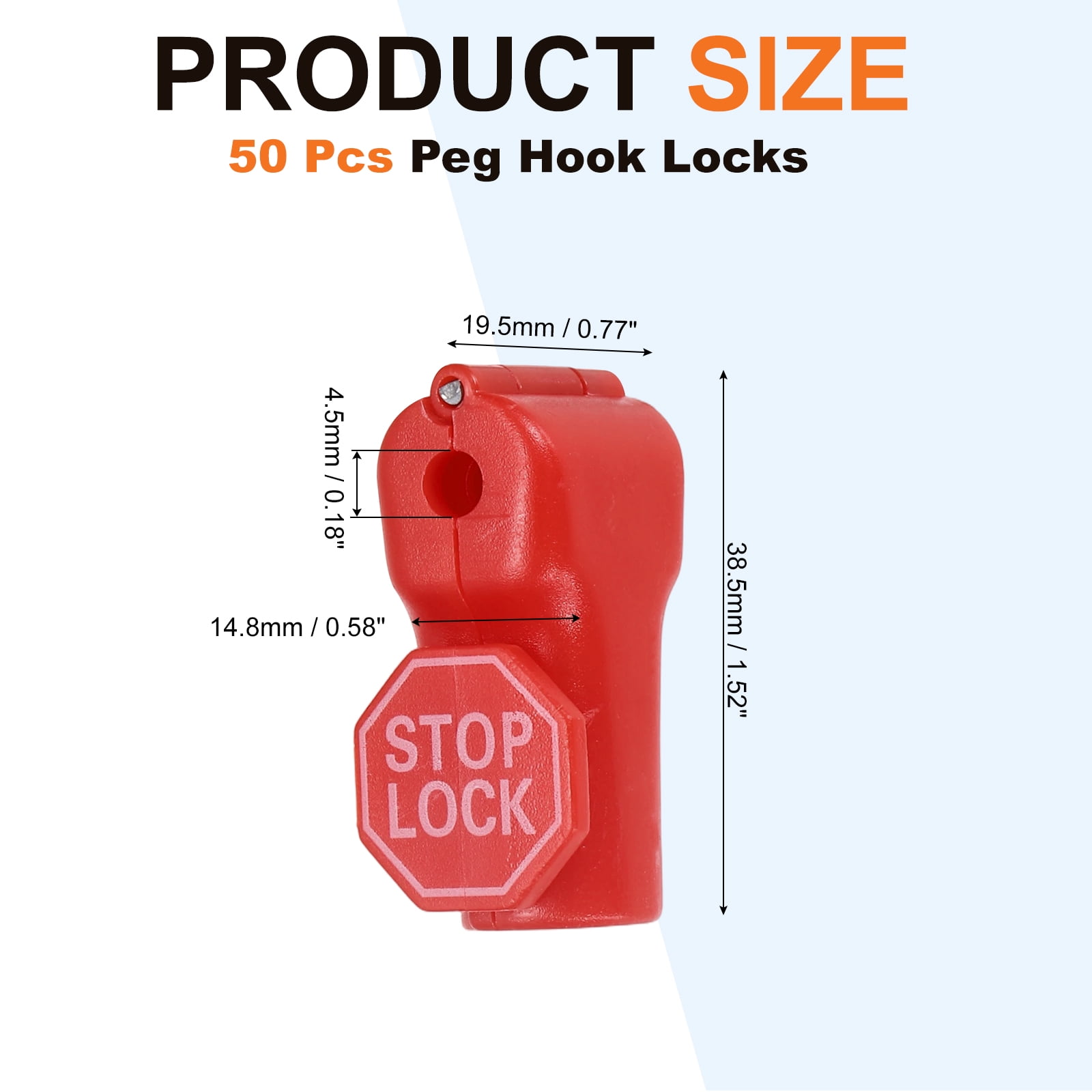 Uxcell 50Pcs Peg Hook Locks (4.5mm) PC Magnet Anti-Theft Pegboard Display Hook Locks Security Red Stop Tools, Fits Retail Shop/Shopping Center/Garage Tools, Red