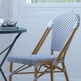 thumbnail image 6 of Merrick Lane Set of Two Indoor/Outdoor Stacking French Bistro Chairs with White and Navy Patterned Seats and Backs & Bamboo Finished Aluminum Frames, 6 of 12
