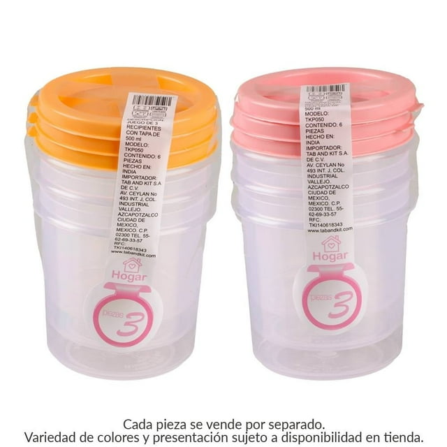 Juego de Recipientes Prichos Herméticos con Tapa 500 ml Varios Modelos 3 Piezas