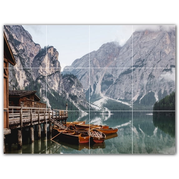 Picture-Tiles.com: Boat Ceramic Tile Wall Mural WAL500229-43L. 32"W x 24"H using (12) 8" x 8" Ceramic Tiles-Satin Finish