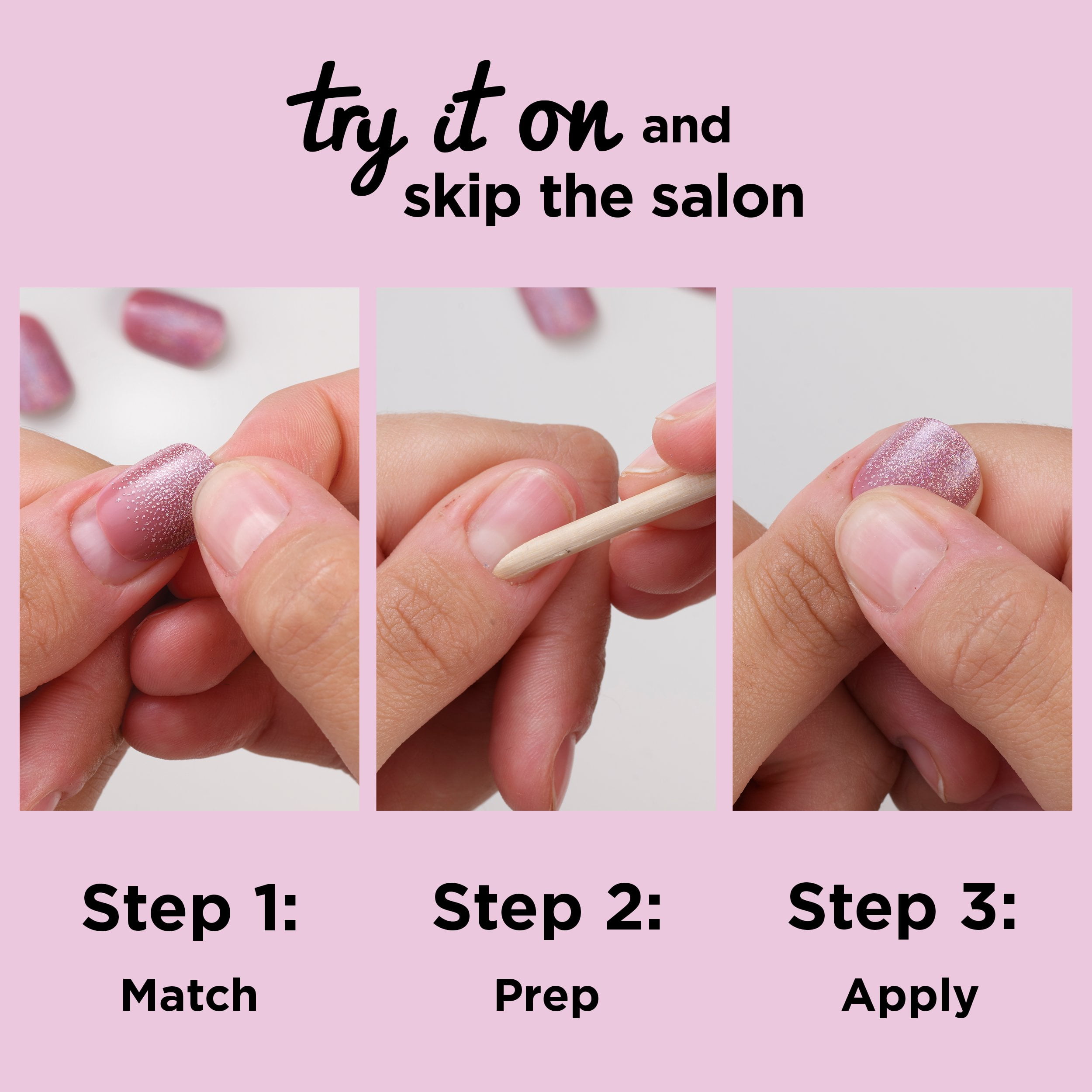 Sally Hansen Perfect Press-On Nails Short'ease Petite Pearlflection Non-Damaging Easy Application