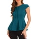 thumbnail image 4 of INSPIRAR CHIC Blusas de Peplum para Mujeres con Mangas Cortas y Cuello Redondo en Color Sólido 3XL Azul Pavo Real, 4 of 5
