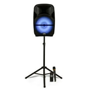Acoustic Audio PRTY121 Battery Powered 12" Bluetooth Speaker with LED Display, Wireless Mic and Stand