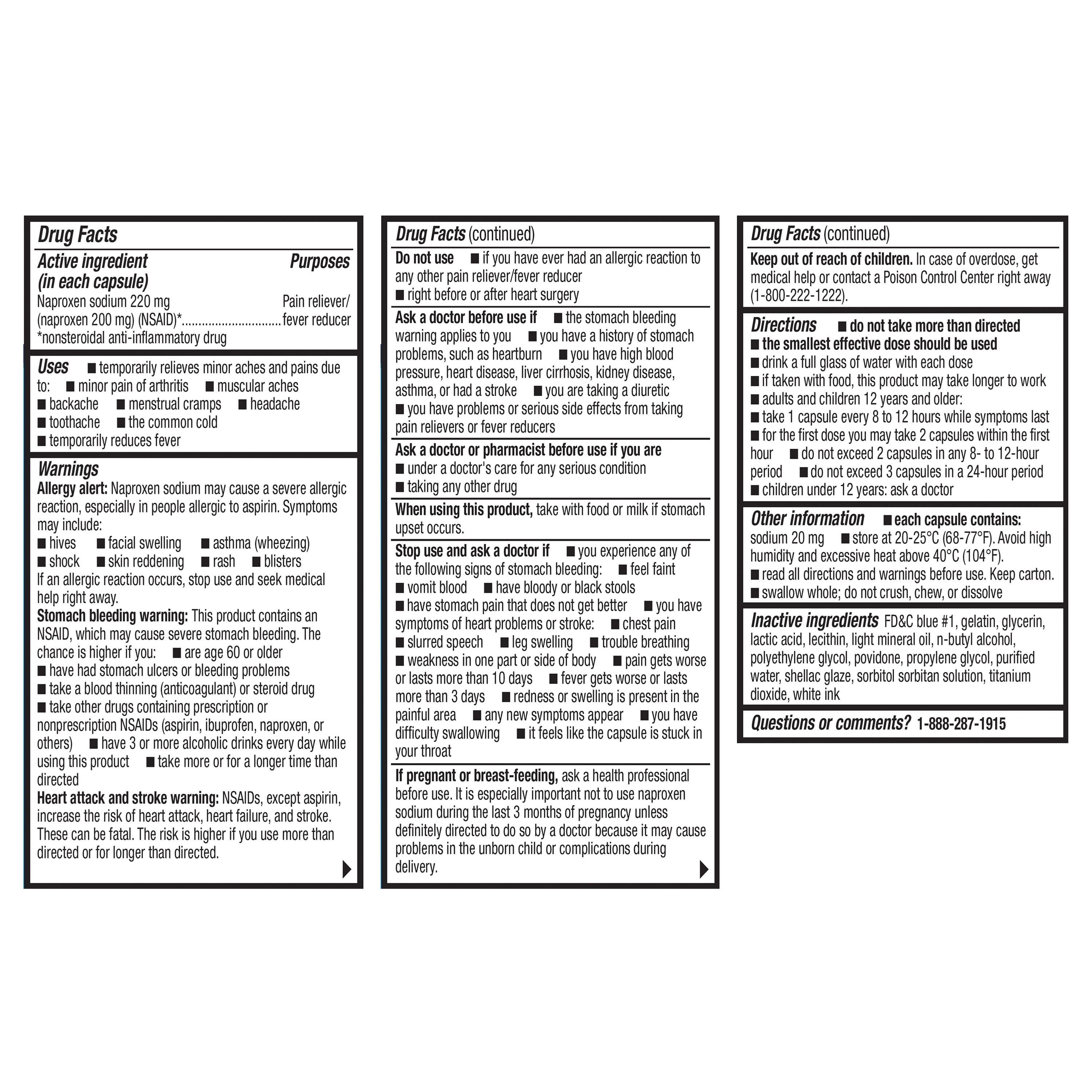 (4 pack) Equate All Day Pain Relief Naproxen Sodium Liquid Gels, 220 mg, 20 Count, Compare to ALEVEÂ® Liquid Gels Active Ingredient