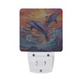 thumbnail image 2 of Dolphins on Sea Night Light LED Dusk to Dawn Auto Sensor Night Lamp Plug-in Nightlight for Bedroom Hallway Kitchen 2 PCs, 2 of 7