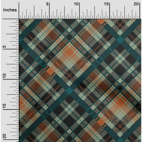 oneOone Organic Cotton Poplin Twill Fabric Tartan Check Decor Fabric Printed BTY 42 Inch Wide