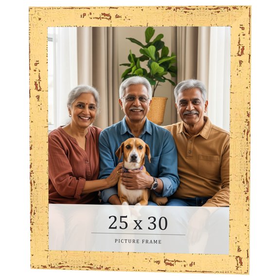 25x30 Frame Yellow Real Wood Picture Frame Width 1.25 inches | Interior Frame Depth 0.5 inches |