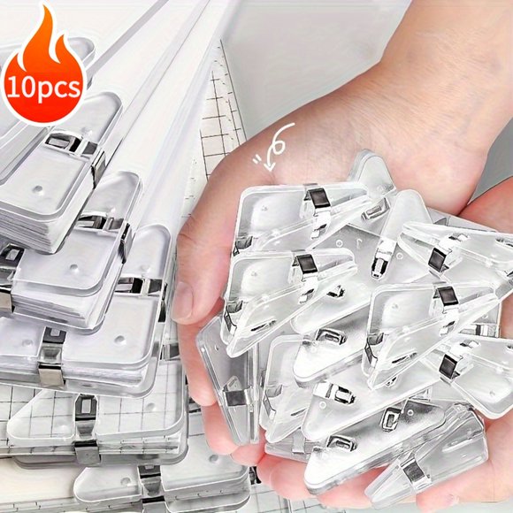 Clips triangulares transparentes y duraderos, 10 unidades, para el hogar, la oficina y la escuela.