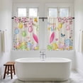 thumbnail image 4 of Happy Easter Kitchen Curtains 54 Inch Length, Spring Farmhouse Bunny Eggs Flower Beige Tiers Curtains for Bathroom Bedroom Cafe, Light Filtering Small Window Treatment Short Drapes 2 Panels 42"Wx54"L, 4 of 8