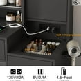 thumbnail image 4 of Vabches Large Vanity Desk Set with Sliding Lighted Mirror, Modern Makeup Table with Cushion Stool, Visible Drawers, 3 Drawers and Jewelry Cabinets & Charging Station, 4 of 8