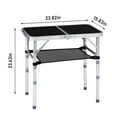 thumbnail image 5 of GZXS 2FT Black Folding Camping Table with Mesh Storage Shelf, Portable Aluminum Picnic Table with 3 Adjustable Heights, Lightweight Foldable Side Table with Carry Handle for Outdoor BBQ/Beach/Hiking, 5 of 10