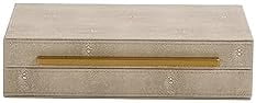 Ivory Shagreen Decorative Box For Keepsake And Memory, Faux Leather Storage Box Jewelry Organizer Wooden Home Organizer Box For Accessory With Brushed Gold Handle (Ivory)