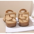thumbnail image 3 of Sandalias para mujer con suela de goma PU suave con cuentas elásticas, 3 of 8