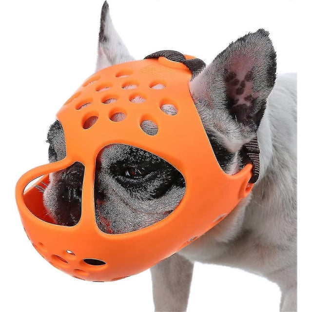 Dog Muzzle For Short Snout Dogs, Soft Silicone Breathable Bulldog Muzzle For Biting, Chewing, Licking, Ideal For Flat-faced Dogs