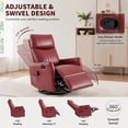 thumbnail image 4 of Aukfa Massage Recliner Chair with Heat, Faux Leather 360° Swivel Rocker Recliner, Overstuffed Manual Reclining Glider Chair with Vibration, Red, 4 of 8