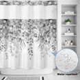 thumbnail image 3 of No Hook Shower Curtain with Built-in Rings - Watercolor Gray Eucalyptus Washable Waterproof Fabric Bathroom Curtains for Hotel,Rentals, 66 X 72 Inch Long , Botanical Floral Leaf, 3 of 8