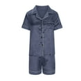 thumbnail image 6 of Women's Sleepwear Womens Satin Pajamas Set Short Sleeve Button Tops and Shorts Sleepwear 2 Piece Nightwear Set Two-Piece Sleepwear Loungewear Pajama Sets Blue XXL, 6 of 6