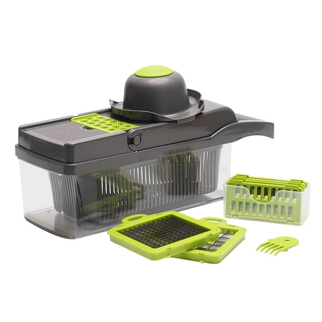Bearachild Cortador de verduras en 3 colores, rebanador multifuncional, pelador de patatas y frutas, rallador de zanahorias, accesorios de cocina, cesta, Cocina y Comedor Gris Bearachild HA006560-01B