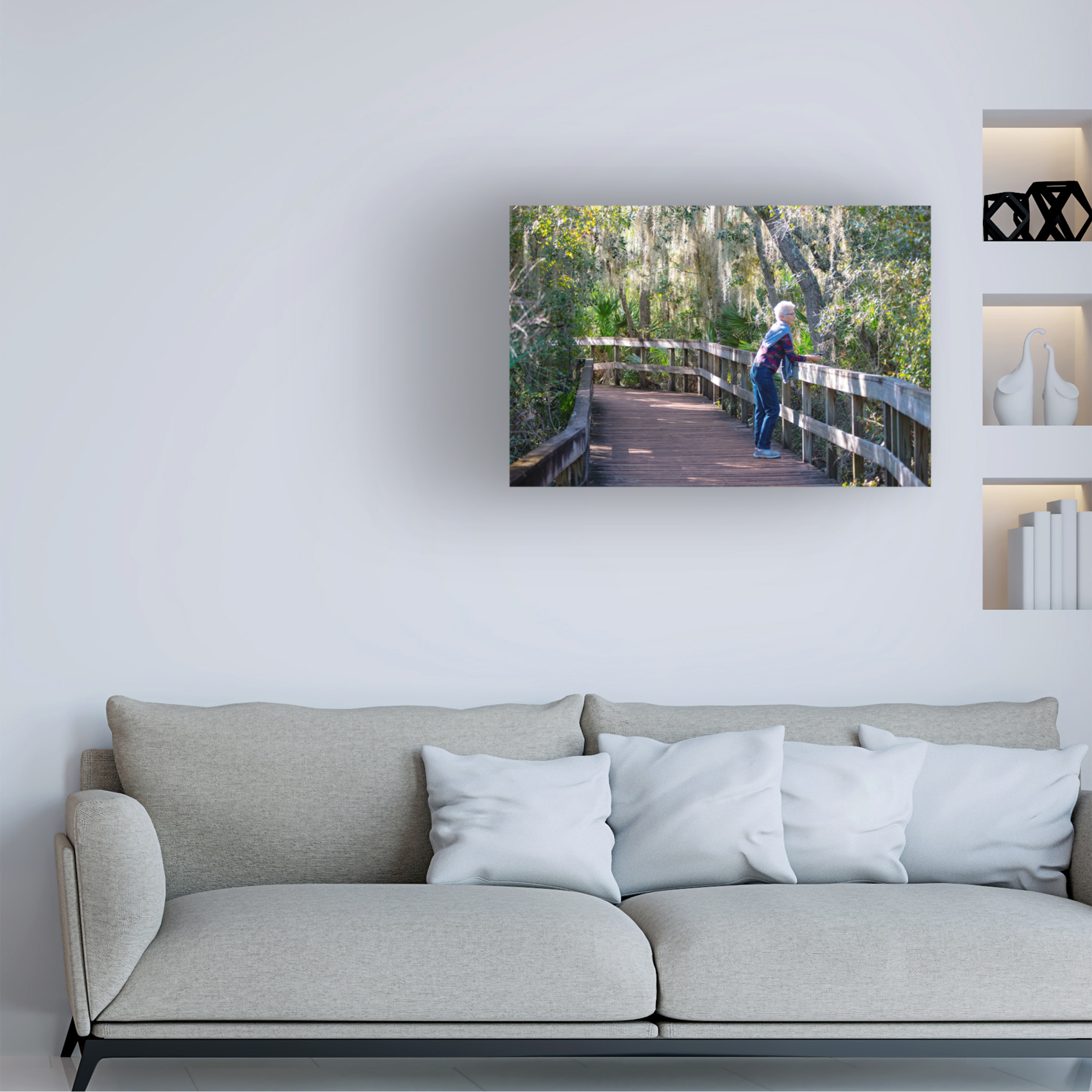 Robert Michaud 'Senior On Boardwalk' Canvas Art