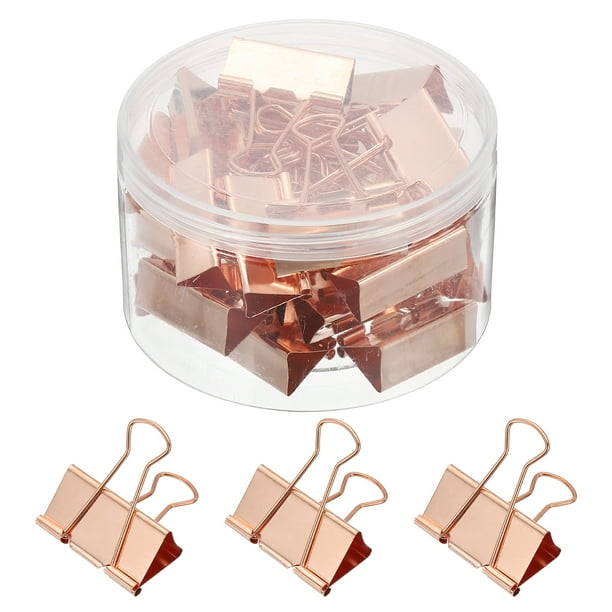 Uxcell 24 Pcs Clip de papel metálico grande, color oro rosa, 2.5 x 1.6 pulgadas