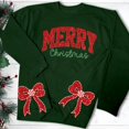 thumbnail image 4 of Chandails en Molleton de Noël pour Femmes avec Nœud Latéral Appliqué Chandail en Molleton Oversize Chandails en Molleton Col Rond Manches Longues Chandail Top Chandail en Molleton Sans Capuche pour Femmes, 4 of 5