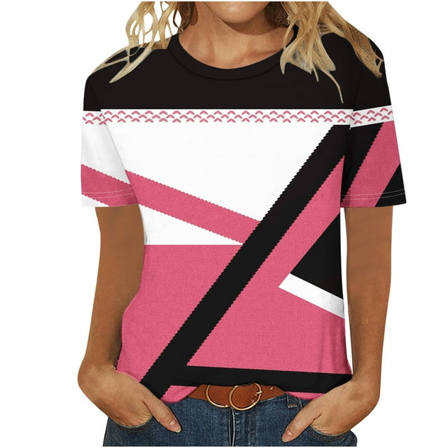 Birdeem Hauts de Mode pour Femmes Imprimé Manches Courtes Blouse Col Rond T-Shirt Hauts