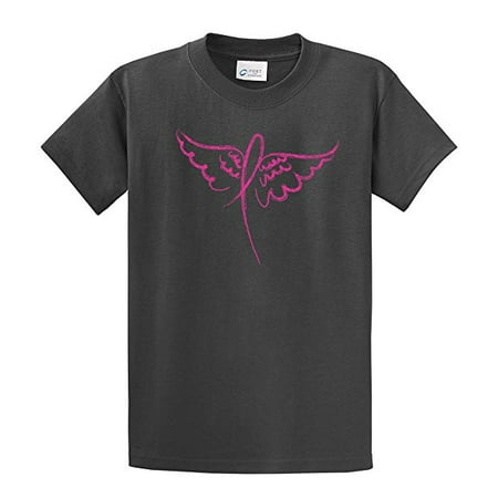 Angels Print T-shirt - Cancer Awareness T-Shirt Ribbon Angel Wings-charcoal-xxl