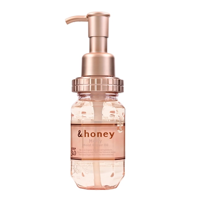 &-Honey Melty Moist Repair Hair Oil 100ml - Aceite nutritivo para cabello encrespado, seco y rizado 3 tipos de miel Aceite de argán orgánico Ligero Define los rizos Agradable fragancia de miel de rosa