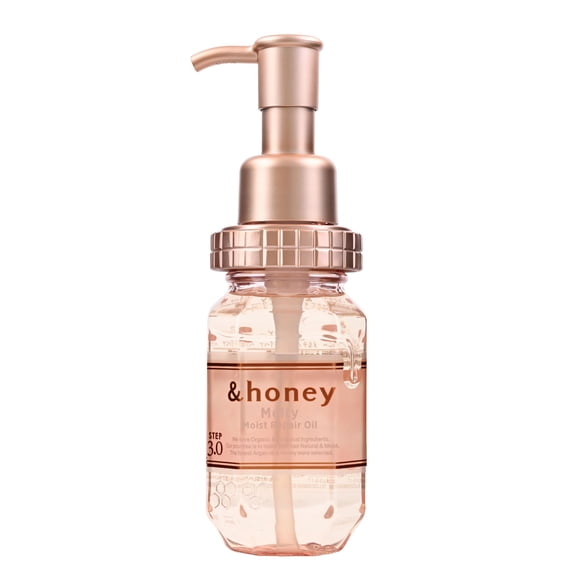 &-Honey Melty Moist Repair Hair Oil 100ml - Aceite nutritivo para cabello encrespado, seco y rizado 3 tipos de miel Aceite de argán orgánico Ligero Define los rizos Agradable fragancia de miel de rosa