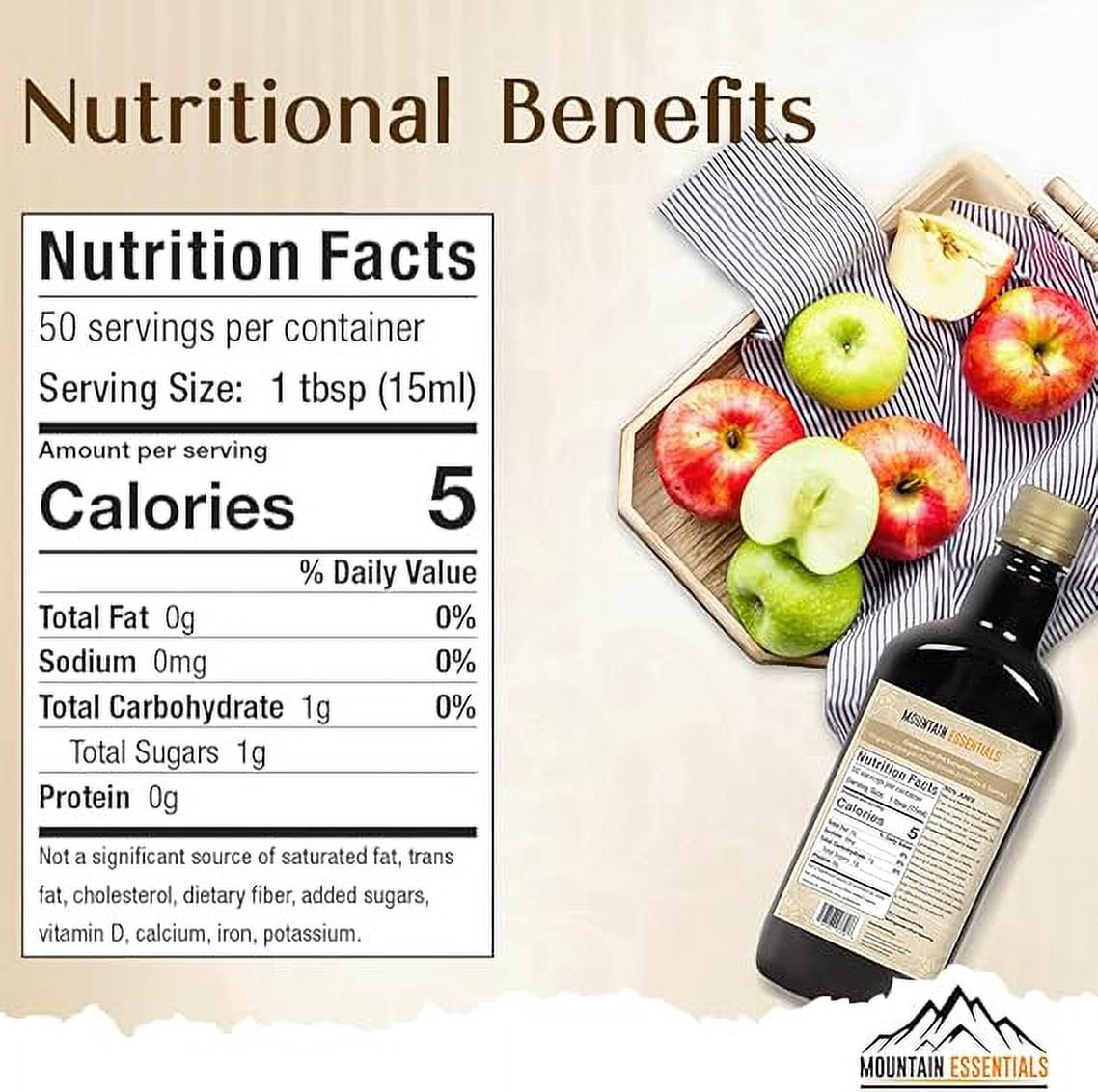 Mountain Essentials Natural Wellness Recipe Apple Cider Vinegar with Elderberry Juice 25 oz – Natural Tonic to Detox & Energize – Organic Herbs & Spices