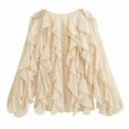 thumbnail image 4 of Women Dressy Casual Blouse Business Long Sleeve V Neck - Tops Office Work Outfit Beige L, 4 of 9