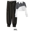 thumbnail image 3 of Conjunto de Pantalones y Camisa Sonducket para Mujer Retro Blanco Gris Negro, 3 of 6