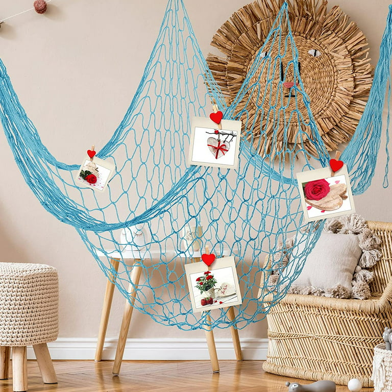 Austok Decorative Fishing Net, Fish Net, Wall Hangings Decor, Nautical  Mediterranean Style Photo Hanging Display Frame For Crafts Beach Wedding  Mermaid Party Under The Sea Party Decorations 