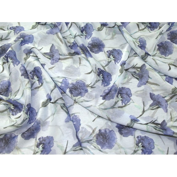 Minerva Riva Crinkle Sheer Chiffon Fabric Blue - per yard