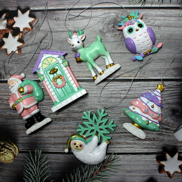 Fiudx Ofertas Relámpago Colgante De Decoración Navideña De Papá Noel, Artesanía De Resina Para El Hogar, Colgante Para Árbol De Navidad