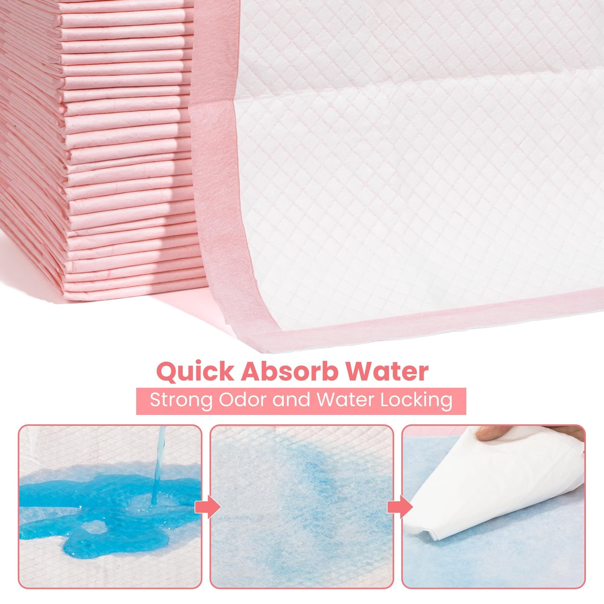 Pet Toilet Training Pads 100Count Disposable Puppy Pee Pads 18" x 13" for Dogs, Ultra Absorbent|Quick Dry|Leak-Proof Pet Potty Pads for Dog, Cat, Rabbits and Guinea Pigs (Pink)