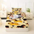 thumbnail image 3 of Manfei Cartoon Dachshund Twin Fitted Sheet, Love Heart Paw Bedding, Cream Brown, 2-Piece, 1 Fitted Sheet and 1 Pillowcase, 3 of 6