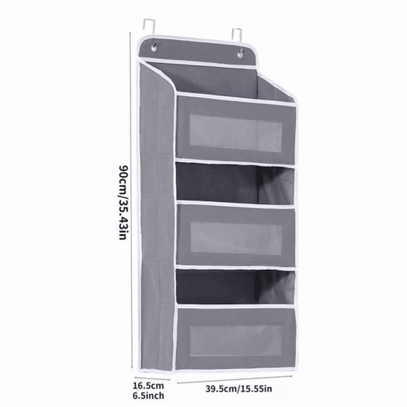 5 Tier Over The Door Hanging Organizer with 10 Pockets - 44 Lbs Heavy Duty Anti-Sag Storage Rack, No Drilling Organizer with Mesh Windows for Closet Bedroom Bathroom Kitchen Nursery