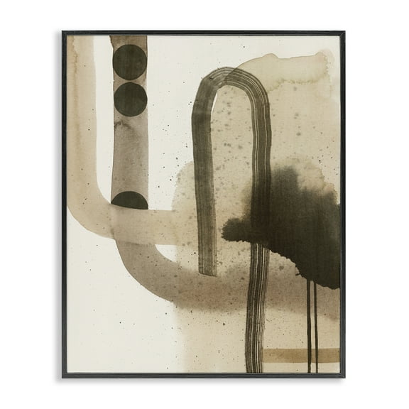 Stupell Industries Curved Neutral Arches Abstract Painting Black Framed Art Print Wall Art, 11 x 14