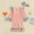 thumbnail image 6 of Okbabeha Daddys Girls Baby Clothes Newborn Infant Ruffle Ribbed Long Sleeve Romper Leopard Jumpsuit Bodysuit Summer Outfit, 6 of 7