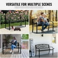 thumbnail image 6 of Durable Outdoor Sitting 50" Metal Bench for Outdoors, 550 lbs Load Capacity Garden Park Bench with Backrest & Armrests, for Patio Yard Front Porch, 6 of 6