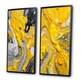 thumbnail image 3 of Designart "Cosmic Vibrations in Yellow and Grey II" Abstract Framed Wall Art Set Of 2 - Yellow Abstract Framed Canvas Set For Living Room Decor, 3 of 6