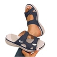 thumbnail image 4 of Wensltd Comfortable Wedge Sandals Women Summer Soft Soled Solid Color Casual Outdoor Beach Walking Comfort Slippers Dark Blue, 4 of 8